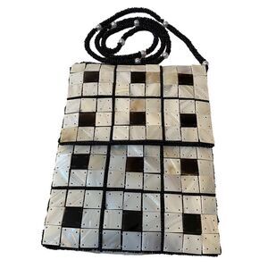 Beautiful Vintage Checkerboard Alabaster & Black Small Crossbody.